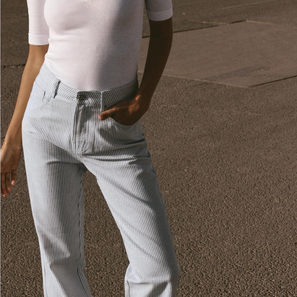 Zara Striped Straight Leg Jeans